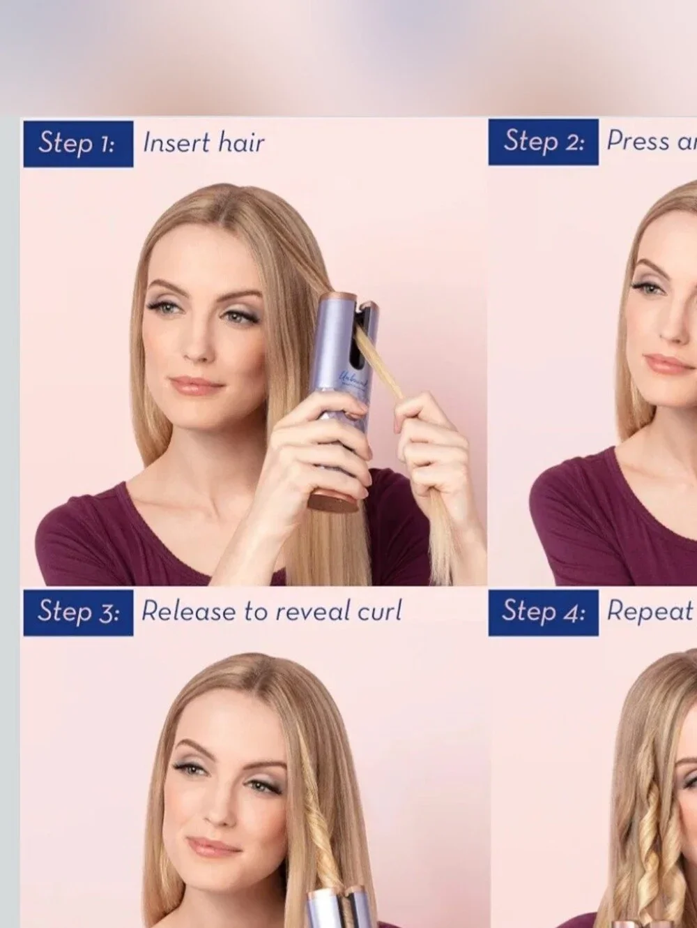 Unbound Automatic Curling Iron - Lavender with Rose Gold Accents